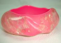 Fab Wide Chunky Barbie Pink Sparkle Swirl Design Lucite Cuff Bangle