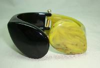 Stylish Jaeger Black & Green Chunky Clamper Bangle Bracelet WOW!