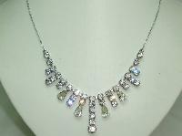 Vintage 30s Paste Diamante Graduating Drop Necklace on Silver Chain