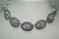 1960s Fab Silver Sparkle Textured Flower Link Necklace