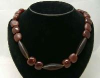 Vintage 50s Chunky Chocolate Brown Glass Bead Necklace