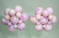 Vintage 50s Chunky Marbled Pink Lucite Flower Shaped Clip On Earrings