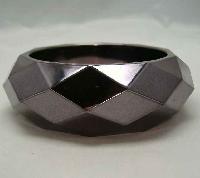 1950s Style Chunky Diamond Cut Metallic Grey Bangle WOW
