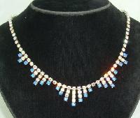 Vintage 50s Sparkling AB Blue Diamante Drop Necklace
