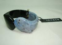 Stylish Jaeger Black & Grey Chunky Clamper Bangle Bracelet WOW!