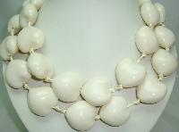 Unique Chunky Cream Heart Bead Necklace on Satin Ribbon 