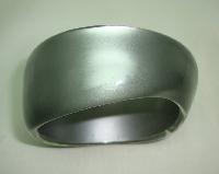Fabulous Chunky Silver Grey  Lucite Acrylic Moonglow  Wide Bangle