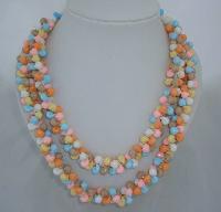 1950s 2 Row Multicoloured Shell Shaped Bead Necklace