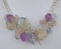 Vintage 70s Fabulous Colourful Fruits Lucite Cluster Bead Necklace WOW