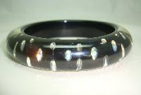 Vintage 50s Style Clear Lucite AB Diamante Sparkle Black Bangle