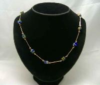 Vintage Art Deco 30s Pretty Rolled Gold End of Day Glass Bead Necklace