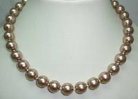 Vintage 50s Soft Gold Glass Faux Pearl Bead Necklace