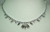Vintage 50s Sparkling Quality Baguette Cut Diamante Drop Necklace
