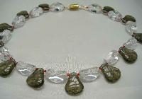 1950s Smokey Quartz & Clear Glass Bead Choker Necklace