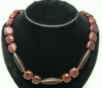 Vintage 50s Chunky Chocolate Brown Glass Bead Necklace