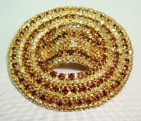 Vintage 50s Fabulous Large Domed Oval Citrine Diamante Goldtone Brooch