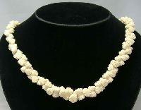 Stunning Antique Victorian Carved Bone Flower Bead Necklace WOW