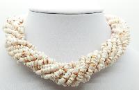 Vintage 60s Convertible Ten Row White Pukka Shell Chip Necklace Fab Clasp!