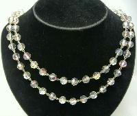 Vintage 50s Amazing 2 Row AB Coated Crystal Glass Bead Necklace