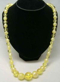 Vintage 50s Chunky Yellow Lucite Moonglow Bead Necklace