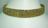Vintage 70s Signed Grosse Wide Flexible Textured Gold Choker Necklace