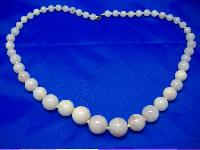 Vintage 50s Chunky Cream Marble Effect Plastic Lucite Bead Necklace