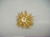 Vintage 60s Signed Sarah Cov Fabulous Gold Amber Glass Flower Brooch 