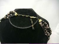 Vintage 50s Fab Black & Gold 9 Row Glass Bead Necklace