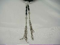 Vintage 80s Super Diamante BaubleTassel & Black Bead Necklace WOW
