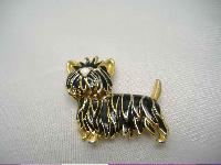 Vintage 80s Black Enamel Scottish Terrier Dog Brooch