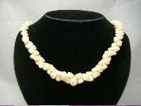 Stunning Antique Victorian Carved Bone Flower Bead Necklace WOW