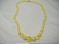 Vintage 50s Chunky Yellow Lucite Moonglow Bead Necklace
