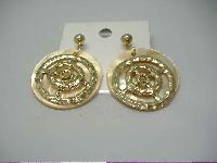 Vintage 50s Style Large MOP & Gold Disk Earrings NEW!