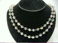 Vintage 50s Amazing 2 Row AB Coated Crystal Glass Bead Necklace