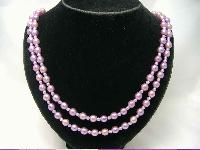 50s 2 Row Lilac Faux Pearl Bead Necklace Diamante Clasp