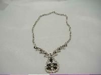 Vintage 50s Diamante Pendant Drop Choker Necklace WOW