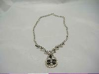 Vintage 50s Diamante Pendant Drop Choker Necklace WOW