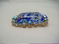 1950s BIG AB Diamante & Blue Gold Flecked Glass Brooch