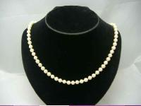 Vintage 50s Hand Knotted Simulated Pearl Bead Necklace