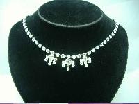 Vintage 50s Sparkling Diamante Flower Drop Necklace 