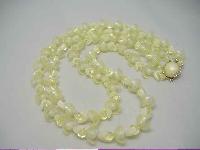 Vintage 50s Unusual 2 Row Yellow Lucite Bead Necklace