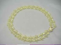 Vintage 50s Unusual 2 Row Yellow Lucite Bead Necklace