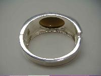 1950s Style Gold Brown Moonglow Glass Silver Wide Clamper Bracelet