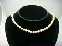 Vintage 50s Hand Knotted Simulated Pearl Bead Necklace