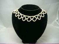 1950s Faux Pearl Bead Scallop Drop Choker Necklace 