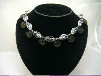 1950s Smokey Quartz & Clear Glass Bead Choker Necklace