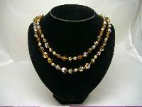 1950s 2 Row Citrine AB Glass & Faux Pearl Bead Necklace