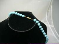 1950s Turquoise Blue Glass Bead Hand Knotted Necklace