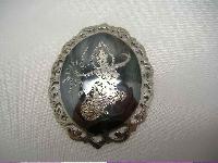 Vintage 50s Sterling Silver Siam Niello Dancing Girls Enamel Brooch