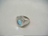 1970s Fab Sterling Silver Heart Shaped Blue Topaz Ring